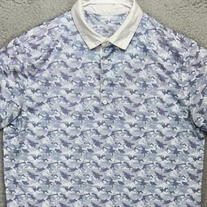 Boston Scott BS Mens Golf Polo Shirt Large Blue Camo Short Sleeve Stretch Rugby